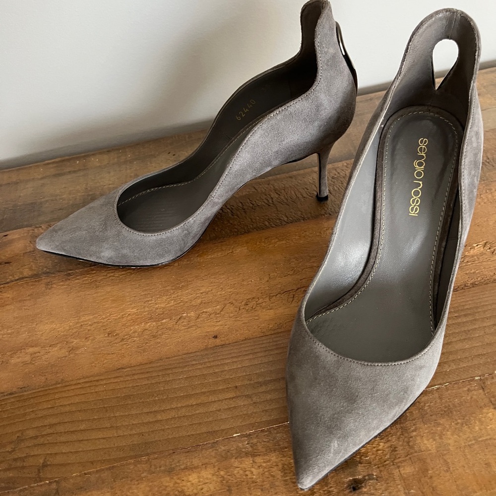 Sergio Rossi grey sued high heels